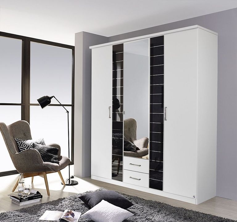Rauch Terano 181cm White and Basalt 3 Door Combi Wardrobe