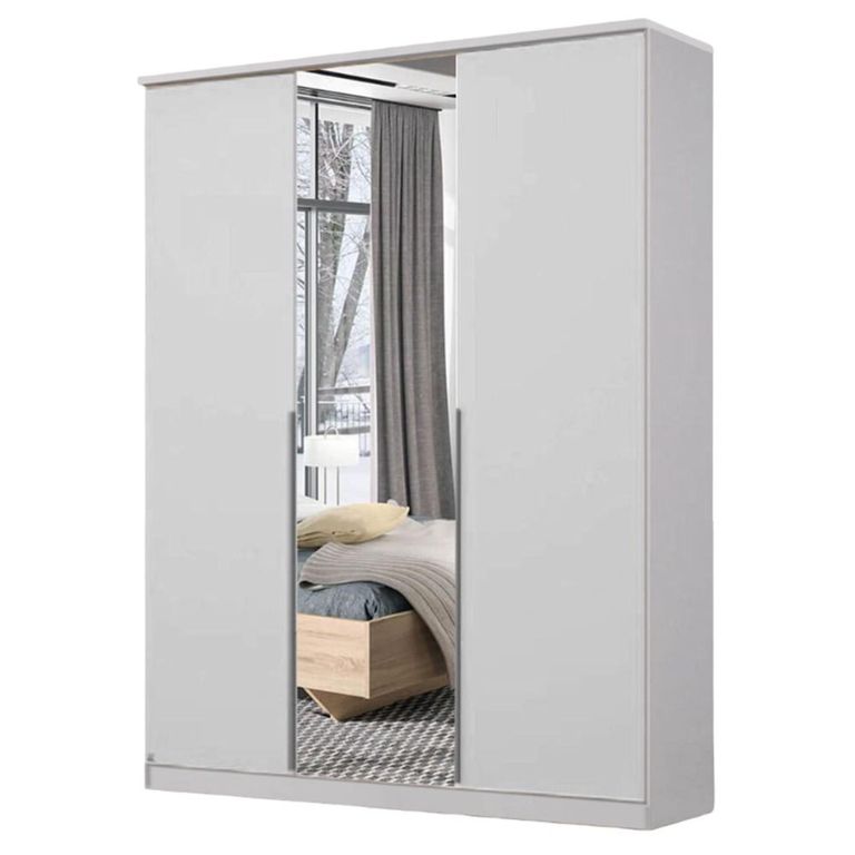 Rauch Texas 136cm 3 Door Wardrobe with Mirror - Alpine White