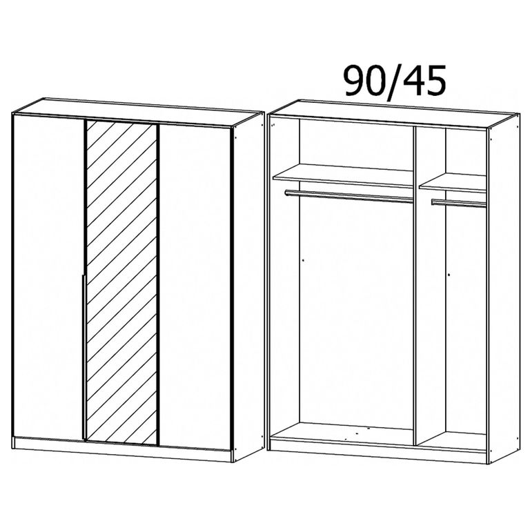 Rauch Texas 136cm 3 Door Wardrobe with Mirror - Sonoma Oak