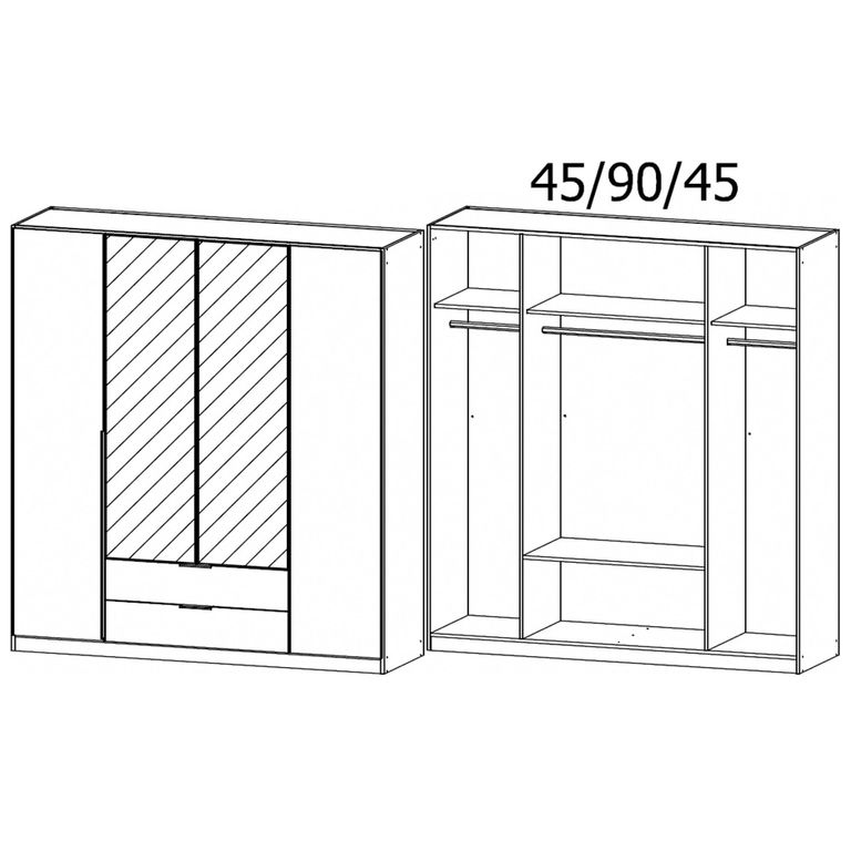 Texas Wardrobe - 181cm - 4 Door - Combi - Alpine White