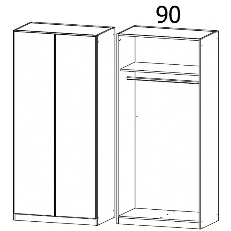 Rauch Texas 91cm 2 Door Wardrobe - Sonoma Oak and Alpine White