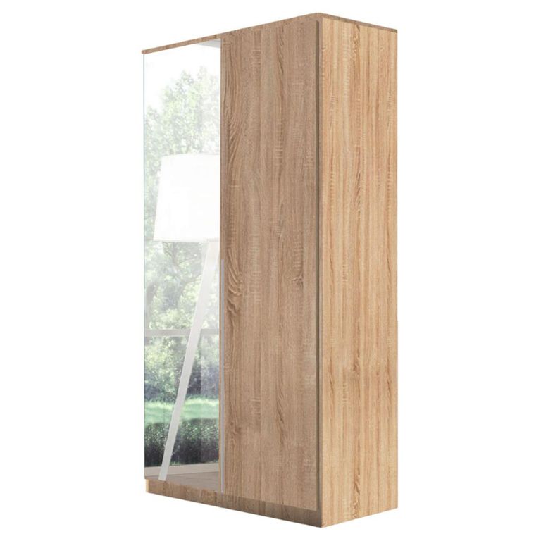 Rauch Texas 91cm 2 Door Wardrobe with Mirror - Sonoma Oak