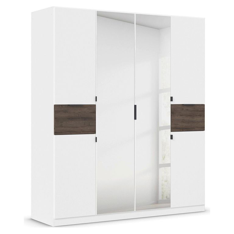 Rauch Ticao 181cm 6 Door Combi Wardrobe - Alpine White and Atlantic Dark Oak