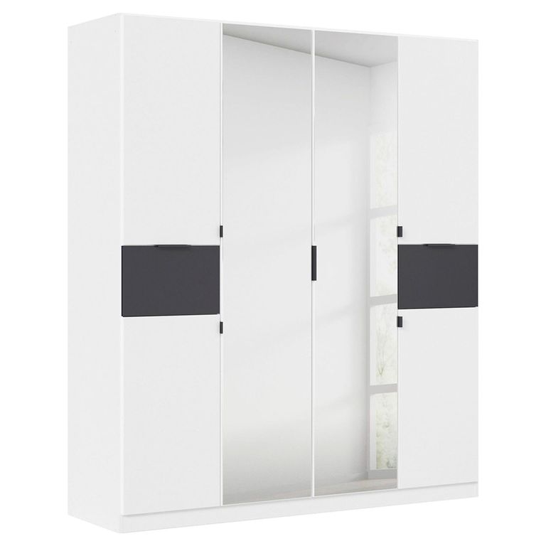 Rauch Ticao 181cm 6 Door Combi Wardrobe - Alpine White and Metallic Dark Grey