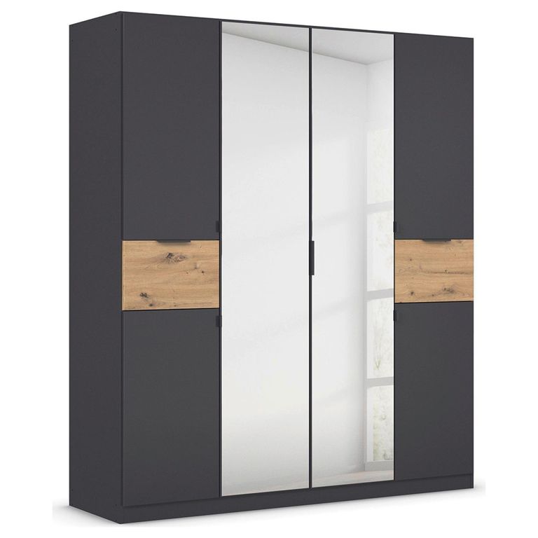 Rauch Ticao 181cm 6 Door Combi Wardrobe - Metallic Dark Grey and Artisan Oak