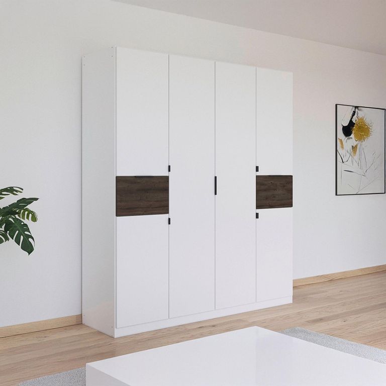 Rauch Ticao 181cm 6 Door Wardrobe - Alpine White and Atlantic Dark Oak