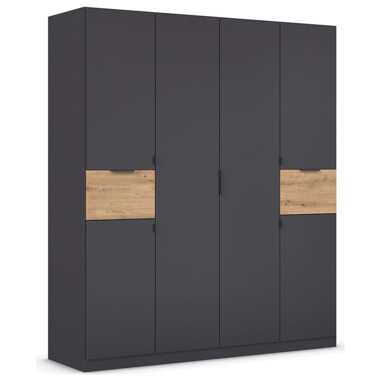 Rauch Ticao 181cm 6 Door Wardrobe - Metallic Dark Grey and Artisan Oak