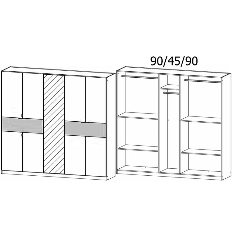 Rauch Ticao 226cm 9 Door Combi Wardrobe - Alpine White
