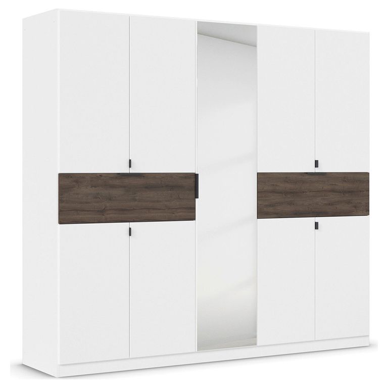 Rauch Ticao 226cm 9 Door Combi Wardrobe - Alpine White and Atlantic Dark Oak