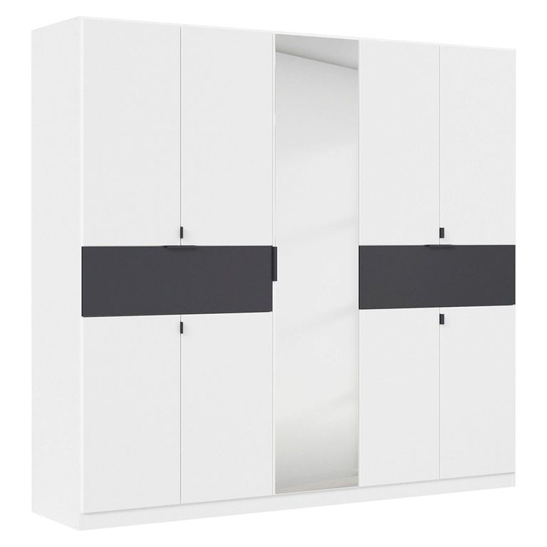 Rauch Ticao 226cm 9 Door Combi Wardrobe - Alpine White and Metallic Dark Grey