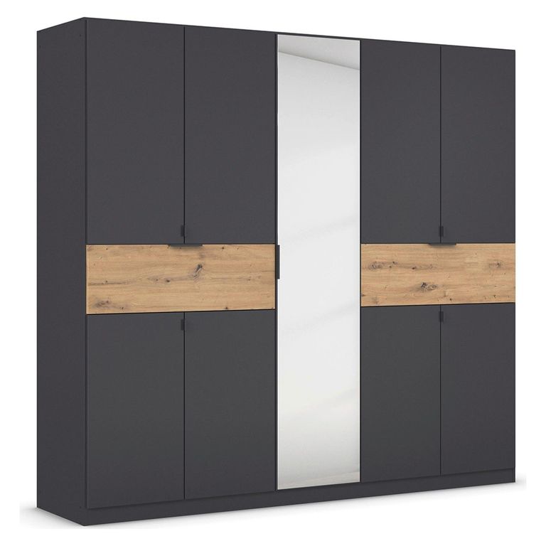 Rauch Ticao 226cm 9 Door Combi Wardrobe - Metallic Dark Grey and Artisan Oak