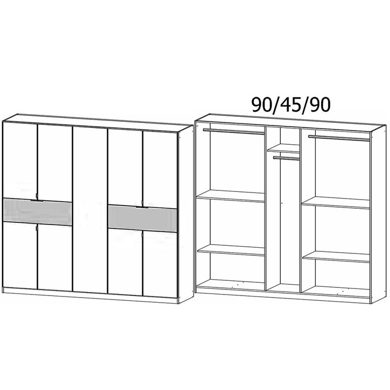 Rauch Ticao 226cm 9 Door Wardrobe - Alpine White and Atlantic Dark Oak