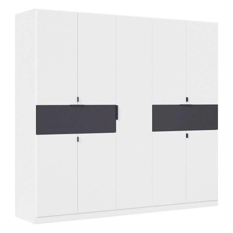 Rauch Ticao 226cm 9 Door Wardrobe - Alpine White and Metallic Dark Grey