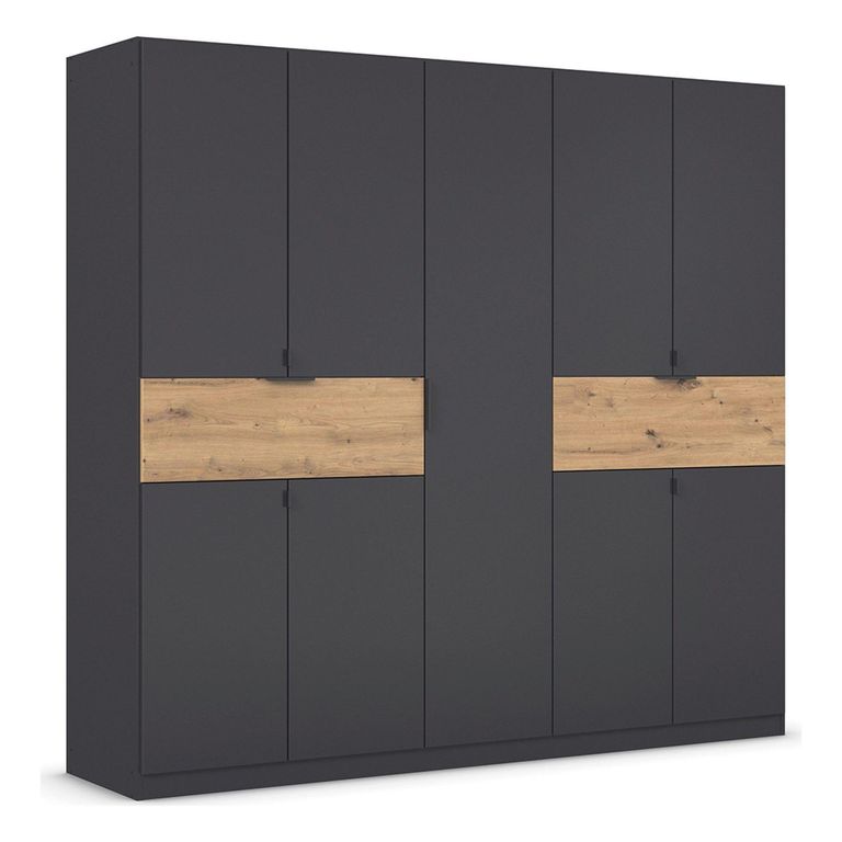Rauch Ticao 226cm 9 Door Wardrobe - Metallic Dark Grey and Artisan Oak