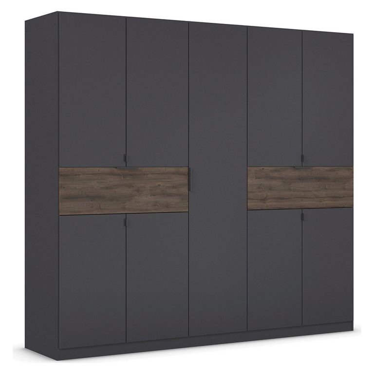 Rauch Ticao 226cm 9 Door Wardrobe - Metallic Dark Grey and Atlantic Dark Oak