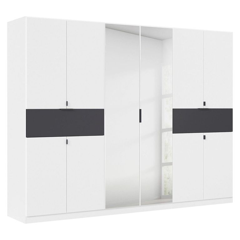 Rauch Ticao 271cm 10 Door Combi Wardrobe - Alpine White and Metallic Dark Grey
