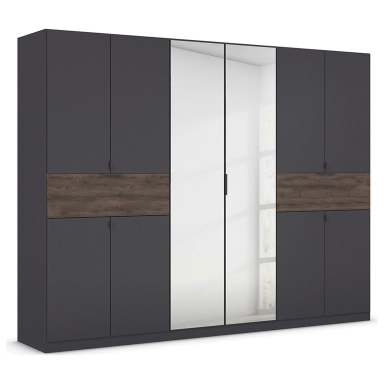 Rauch Ticao 271cm 10 Door Combi Wardrobe - Metallic Dark Grey and Atlantic Dark Oak
