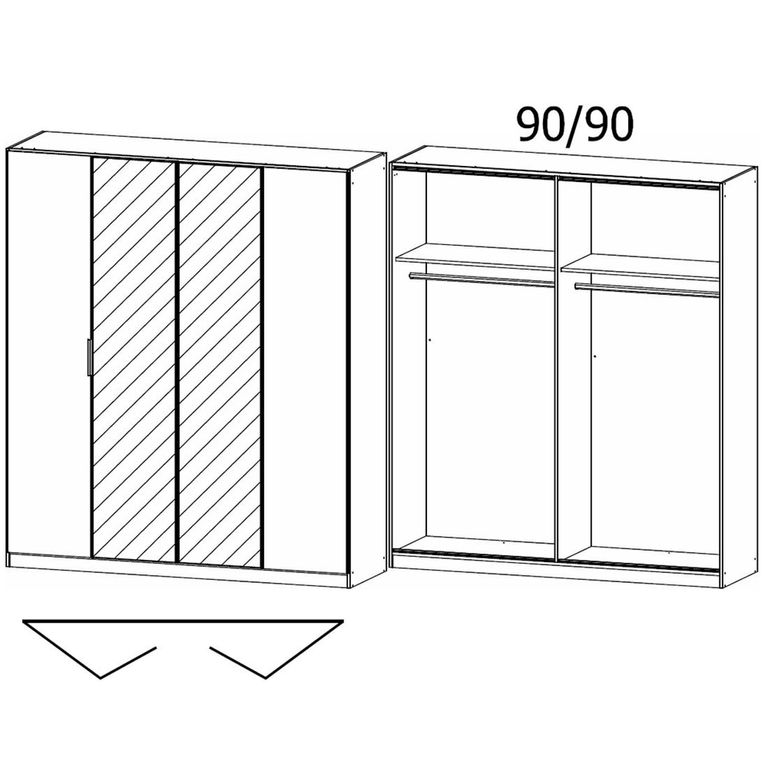 Rauch Wingview Lite 181cm 4 Door Wardrobe with Mirror - Artisan Oak