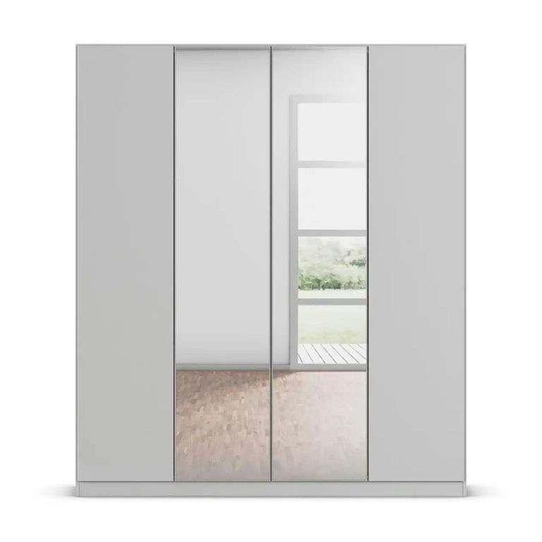 Rauch Wingview Lite 181cm 4 Door Wardrobe with Mirror - Silk Grey