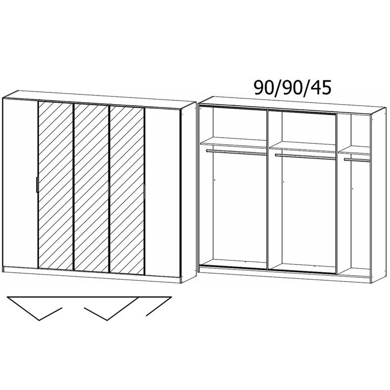 Rauch Wingview Lite 226cm 5 Door Wardrobe with Mirror - Alpine White