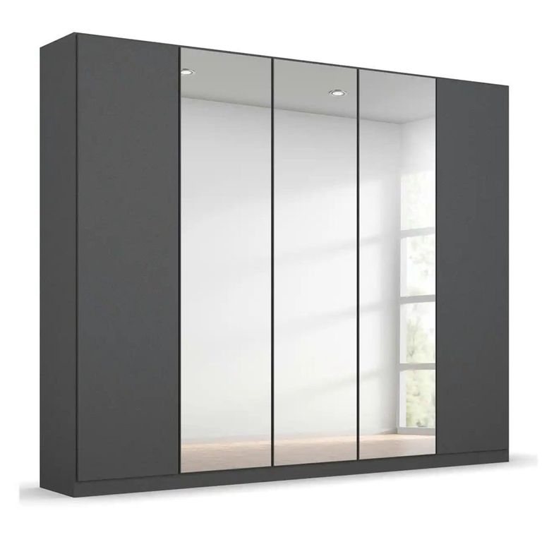 Rauch Wingview Lite 226cm 5 Door Wardrobe with Mirror - Metallic Dark Grey