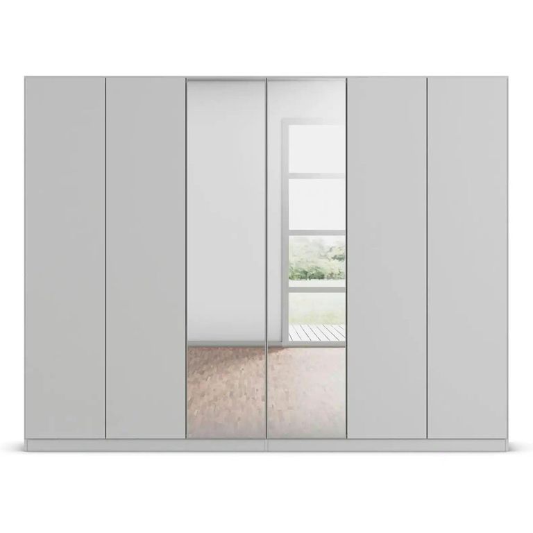 Rauch Wingview Lite 271cm 6 Door Wardrobe with Mirror - Silk Grey