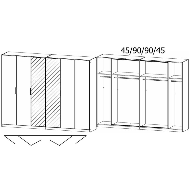 Rauch Wingview Lite 271cm 6 Door Wardrobe with Mirror - Silk Grey