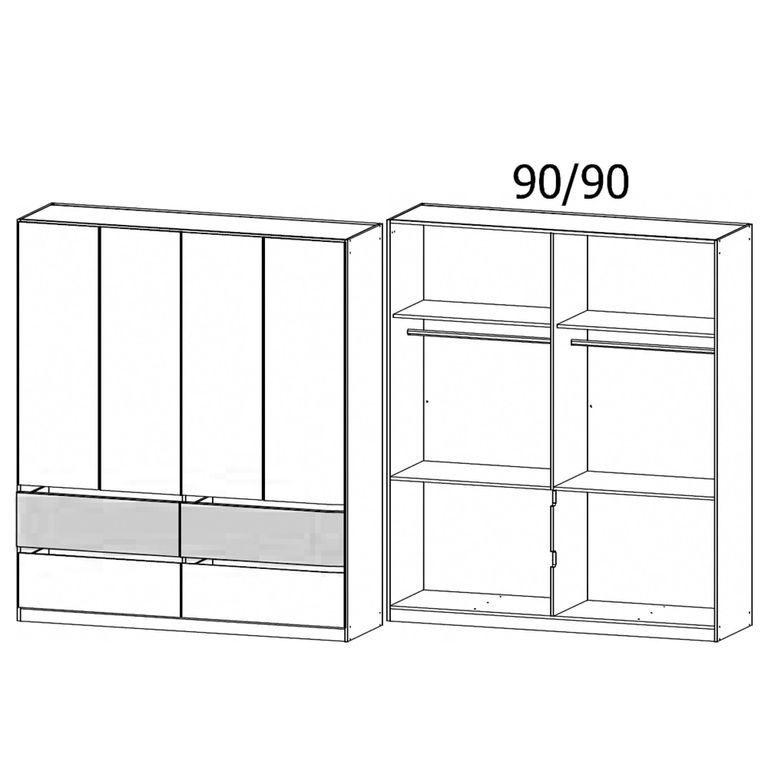 Rauch Winnipeg 181cm 4 Door Wardrobe - Alpine White and Halifax Oak
