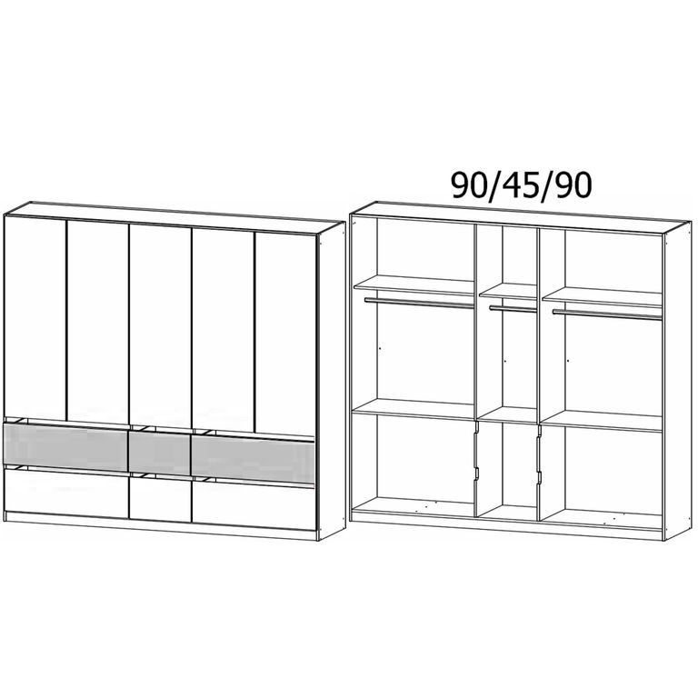 Rauch Winnipeg 226cm 5 Door Wardrobe - Metallic Dark Grey and Halifax Oak