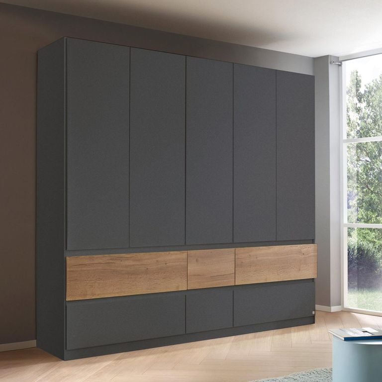 Rauch Winnipeg 226cm 5 Door Wardrobe - Metallic Dark Grey and Halifax Oak
