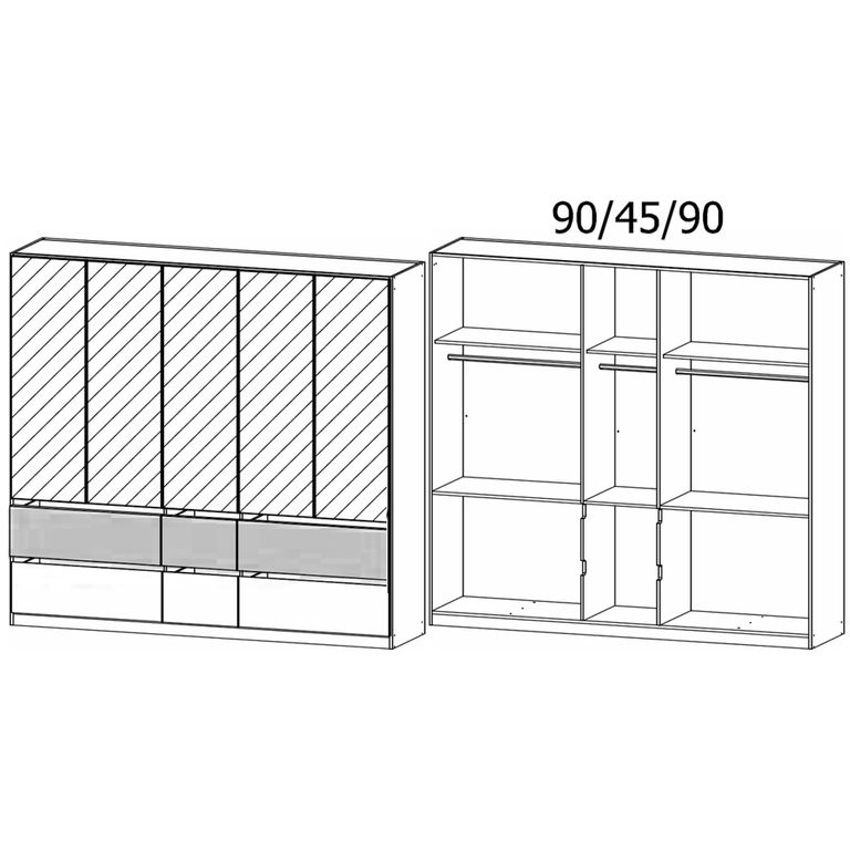 Rauch Winnipeg 226cm 5 Door Wardrobe with Mirror - Alpine White and Halifax Oak