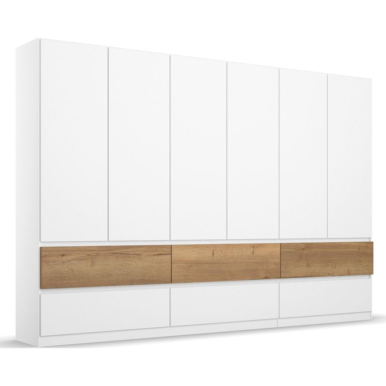 Rauch Winnipeg 271cm 6 Door Wardrobe with Lighting - Alpine White and Halifax Oak