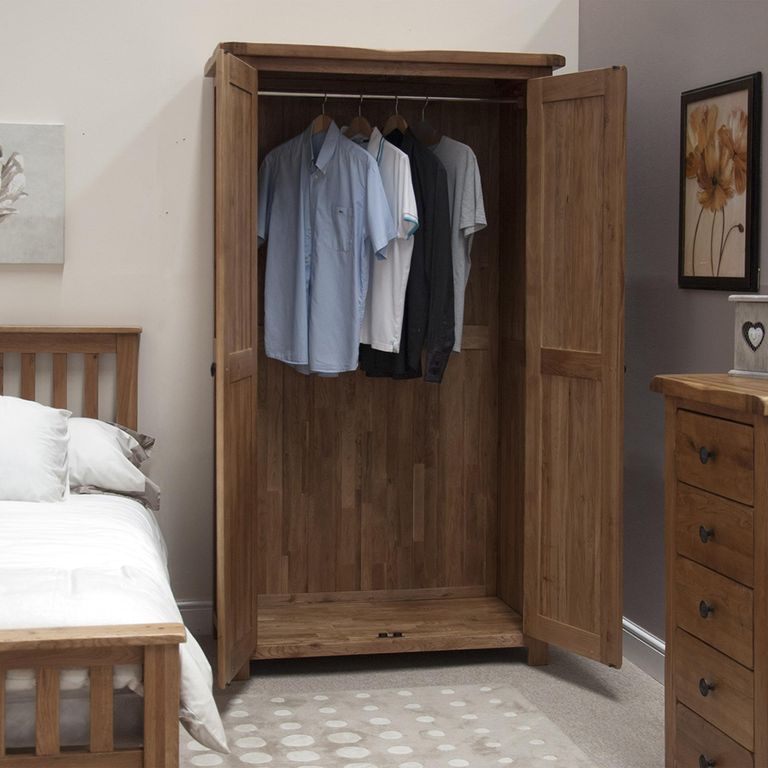 Rustic Oak Wardrobe - 2 Door - Oak