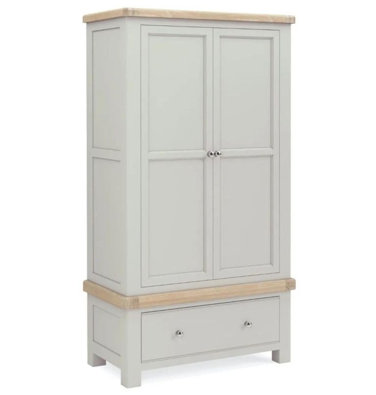 Salcombe Double Wardrobe - 2 Door 1 Drawer - Grey Oak