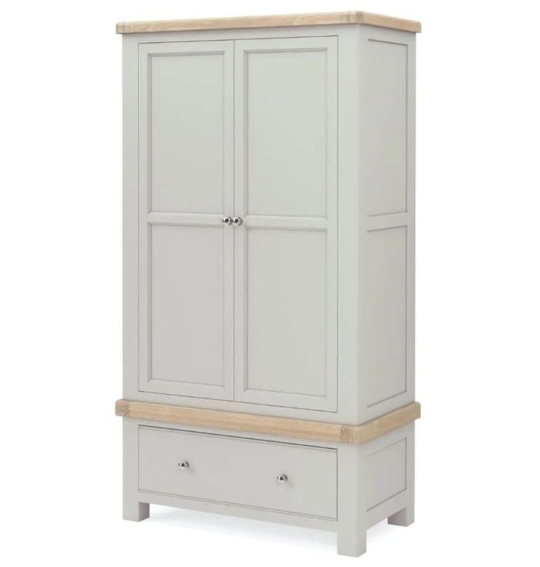 Salcombe Double Wardrobe - 2 Door 1 Drawer - Grey Oak