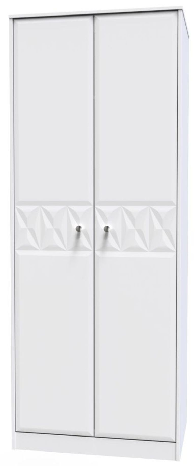 San Jose Matt White 2 Door Plain Tall Wardrobe
