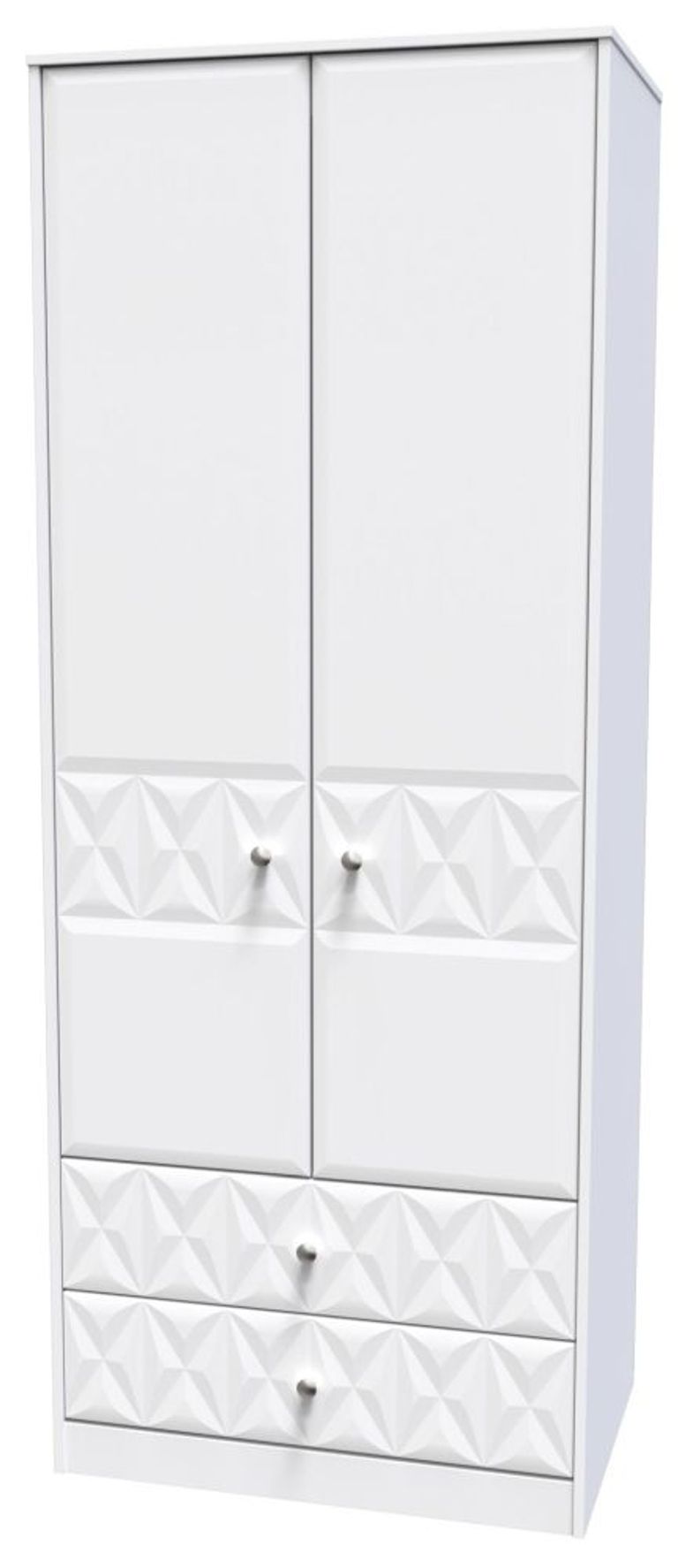 San Jose White 2 Door 2 Drawer Tall Wardrobe