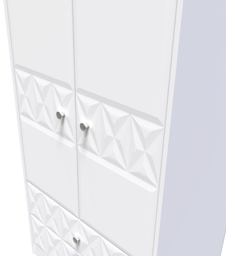 San Jose White 2 Door 2 Drawer Tall Wardrobe