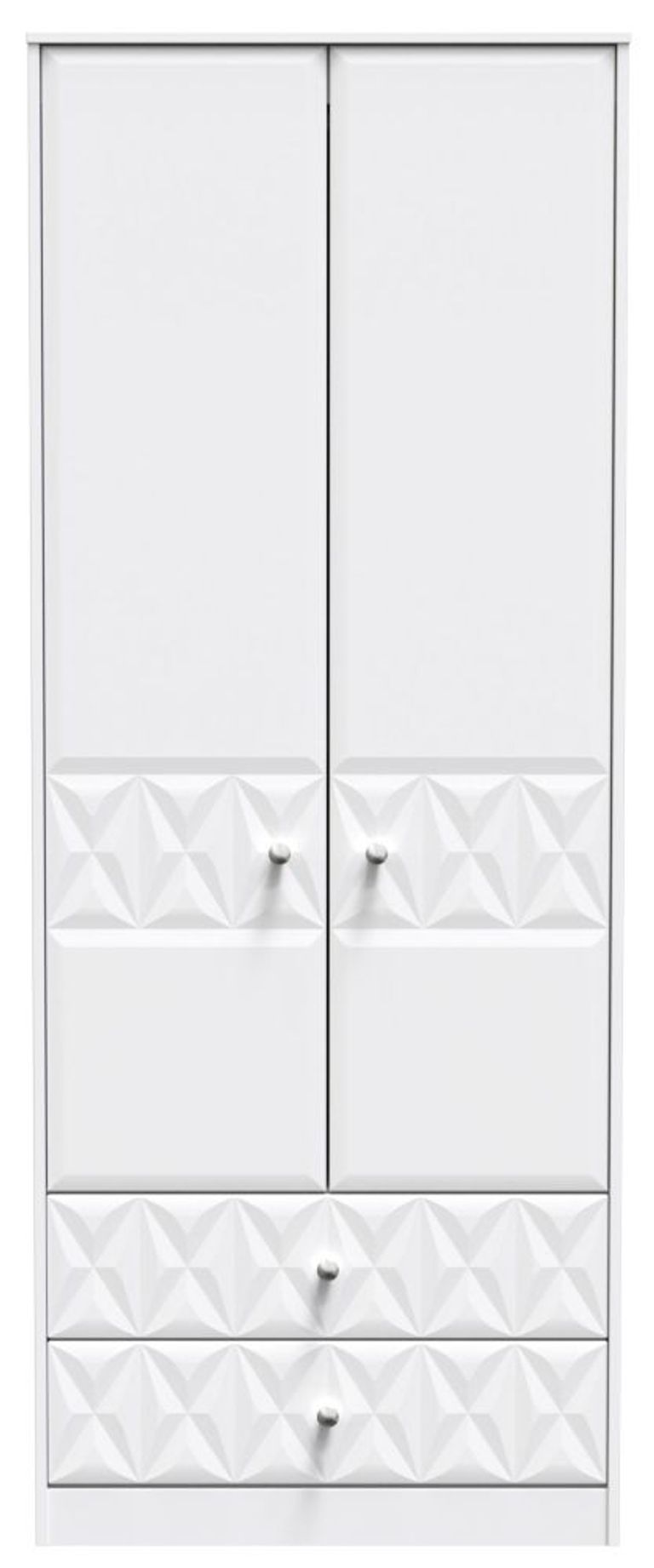 San Jose White 2 Door 2 Drawer Tall Wardrobe
