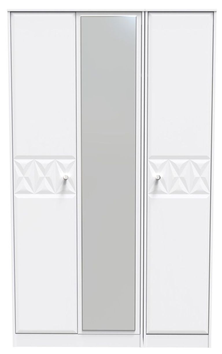 San Jose White 3 Door Tall Triple Wardrobe - 1 Mirror