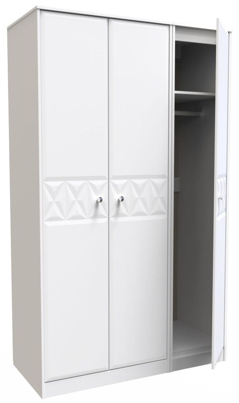 San Jose White 3 Door Tall Triple Wardrobe