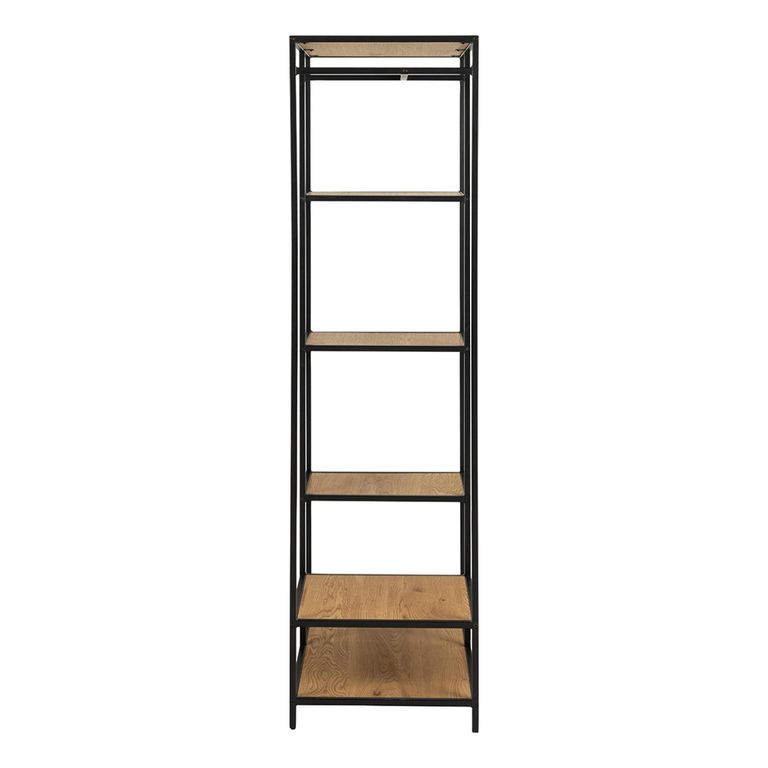 Seaford Open Wardrobe - Oak and Black Metal