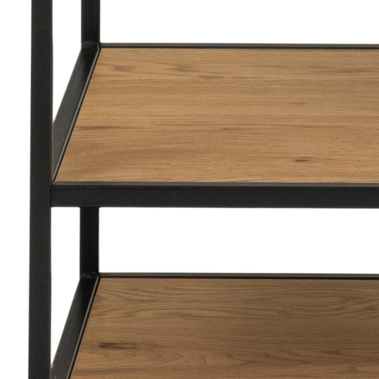 Seaford Open Wardrobe - Oak and Black Metal