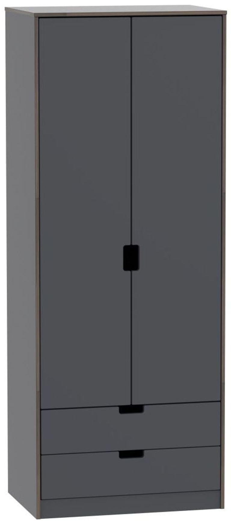 Shanghai Graphite 2 Door 2 Drawer Tall Wardrobe
