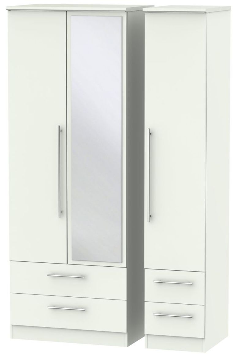 Sherwood Porcelain 3 Door Tall Combi Wardrobe - 1 Mirror