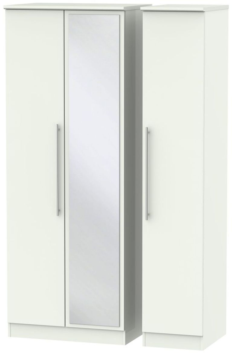 Sherwood Porcelain 3 Door Tall Triple Wardrobe - 1 Mirror