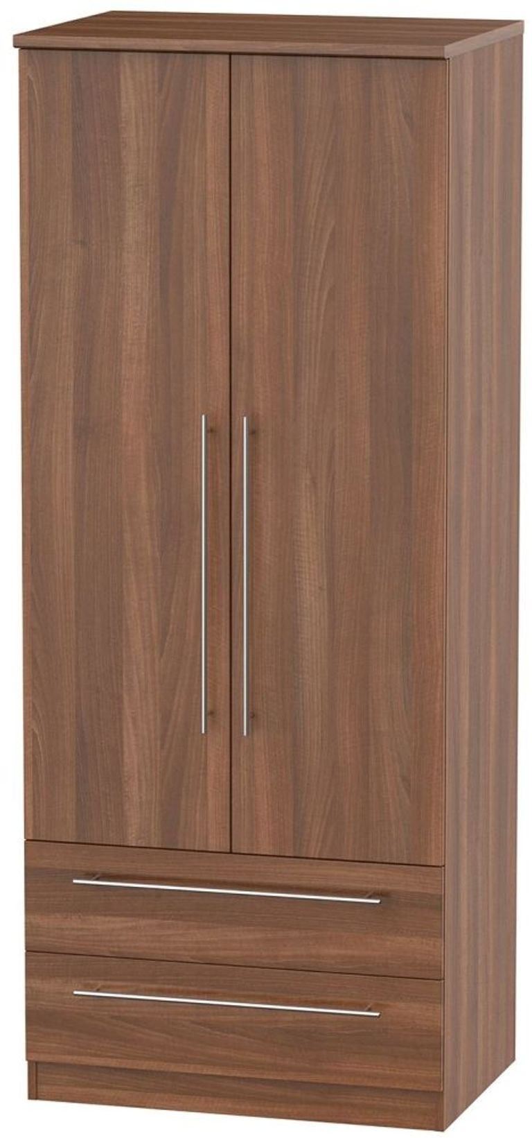 Sherwood Walnut Effect 2 Door 2 Drawer Double Wardrobe