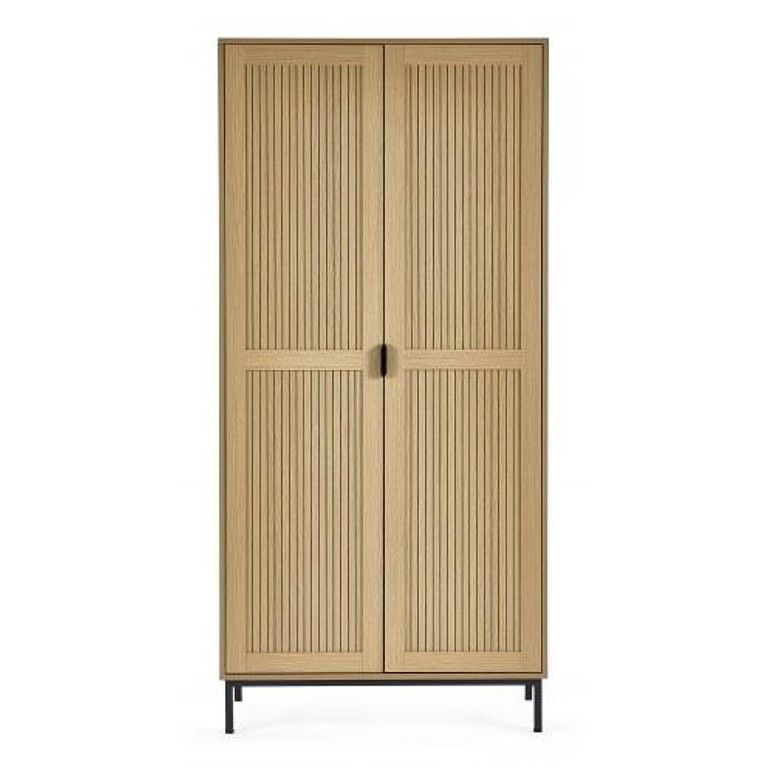 Sia Wardrobe - 2 Door - Ribbed - Oak