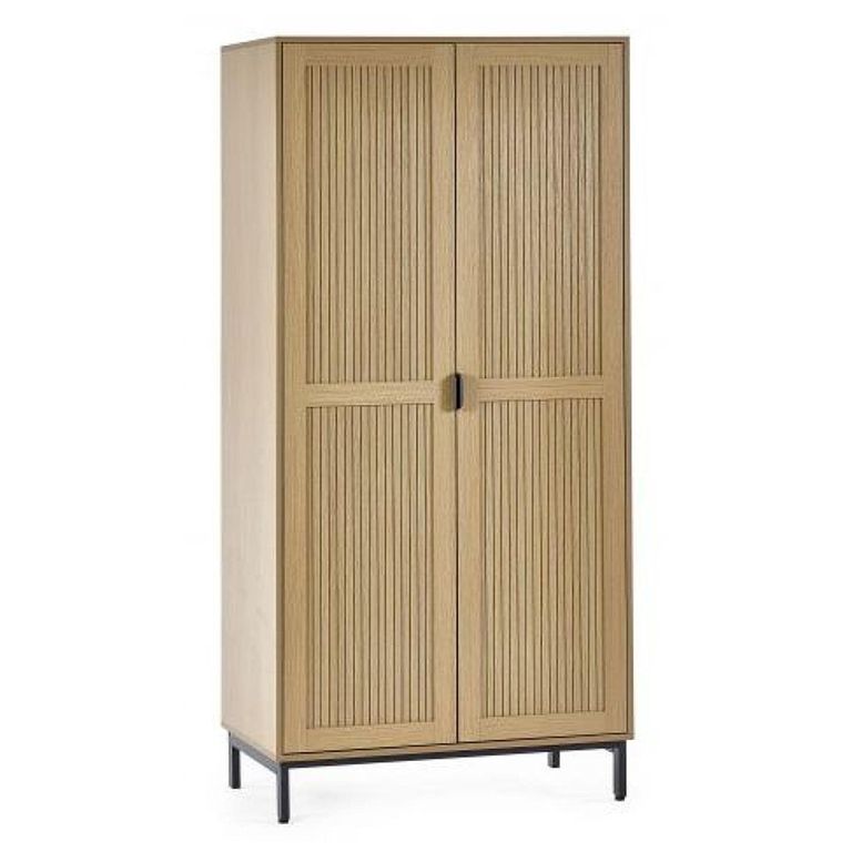 Sia Wardrobe - 2 Door - Ribbed - Oak