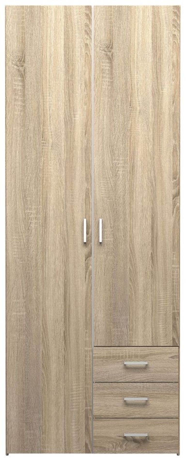 Space Oak Effect 2 Door 3 Drawer Double Wardrobe